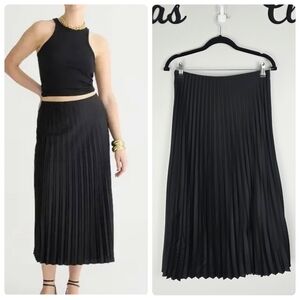 J. Crew Black Satin Pleated Midi Skirt Size XS